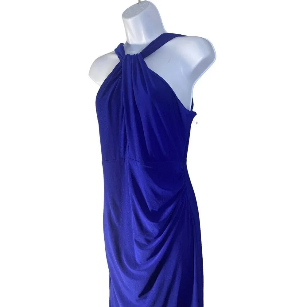 Marina Womens Cobalt‎ Blue Knee Length Sleeveless Twist L Draped Dress Size M